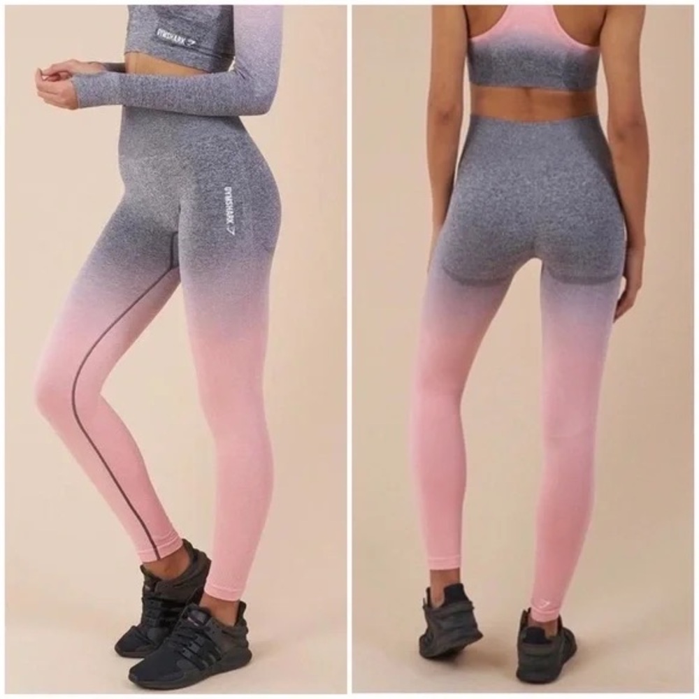 New Gymshark Pink and Gray Ombre Leggings Medium